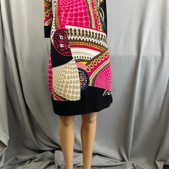 Papillon Blanc Womens Medium Sheath Dress Mid-Century Mod Print Dress Retro Glam - Picture 4 of 6